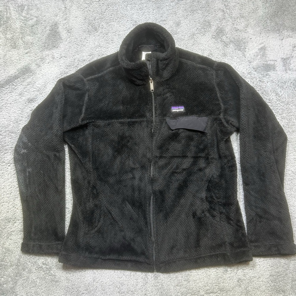 Patagonia Re-Tool Full Zip Fleece Jacket Womens L Black‎ Polartec Thermal *SPOT